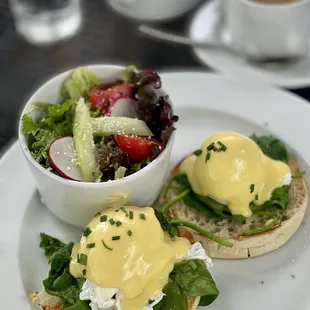 Eggs Florentine with a side salad sub instead of breakfast potatoes