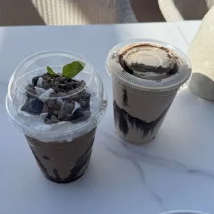 Cocoa mint and Peanut butter bomb smoothies