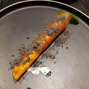 Carrot + Dirt Carrot Shell with Carrot Ice Cream and Poppy and Black Sesame Dirt