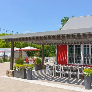 patio area with tables and chairs