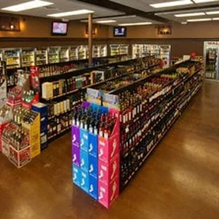 the inside of a liquor store