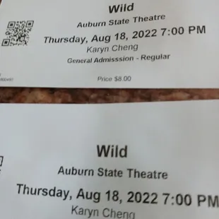 Two tickets. By going pay in cash save the postage fees, August 10, 2022.