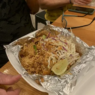 Pork and calamari pad Thai. I know... what???  But so good.