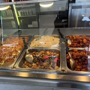 Chowmein, fried rice, Orange chicken, kung pao, lemon chicken