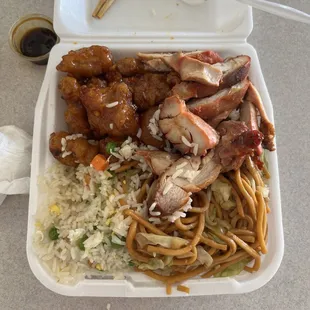 Combo B orange chicken and teriyaki chicken