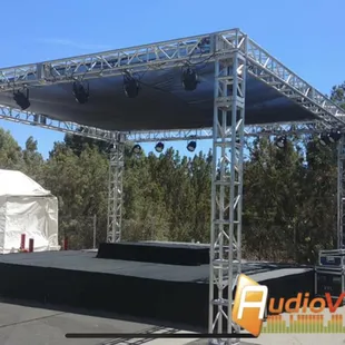 Small stage and shade roof with lights