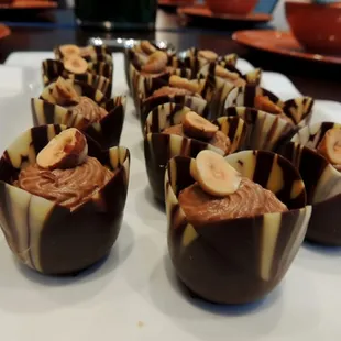 Chocolate cups with chocolate hazelnut mousse