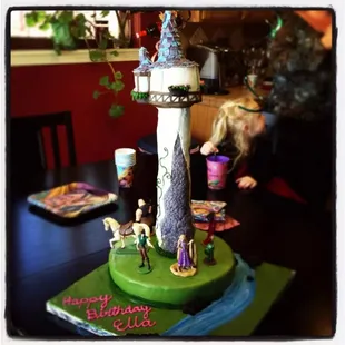 Tangled rapunzel tower cake