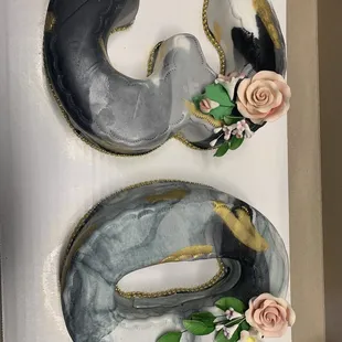 a cake in the shape of the letter s