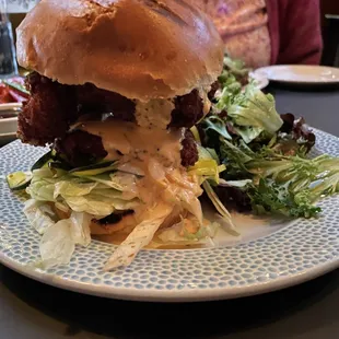 Giant Katsu sandwich with a side salad