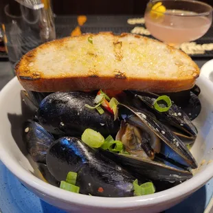 Mussels and an As You Wish cocktail