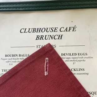Audubon Clubhouse Café - a Buttonhole Napkin, speaks to the Café's Southern Elegance ...