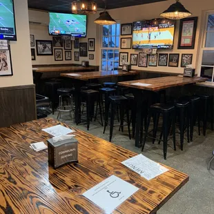 Inside seating including handicap table.