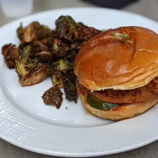Nashville Hot Chicken Sandwich with Brussels Sprouts