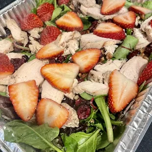 This was the Got your Goat Salad half pan and we added strawberries with the goat cheese on the side.  So so good.