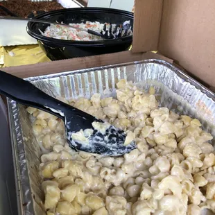 Catered mac-n-cheese (although they might call it shells with white sauce?)