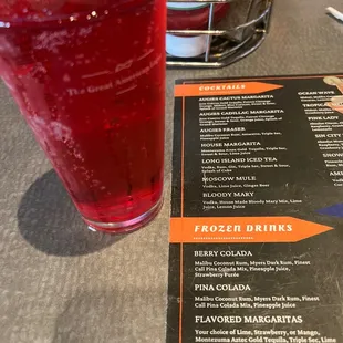 a drink and menu