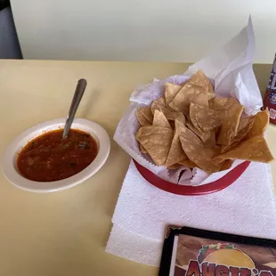 Chips and warm salsa