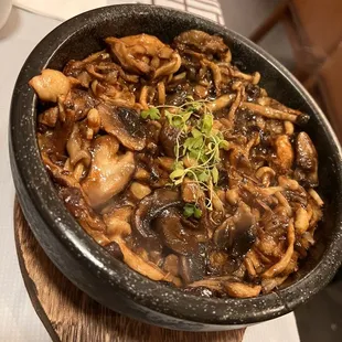Mixed Assorted Organic Mushrooms Rice In Hot Pot