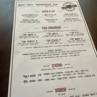 menu