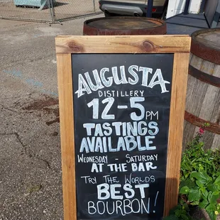 a sign for tastings