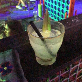 Patio with Pina loco drink. It was so good