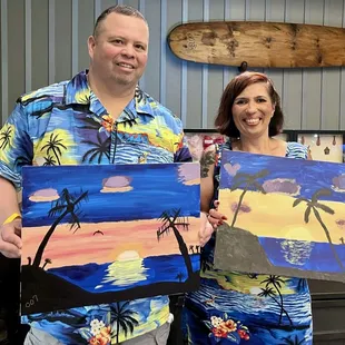 Ohana paint night. We hellah match our paintings.