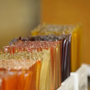 a variety of colored candles