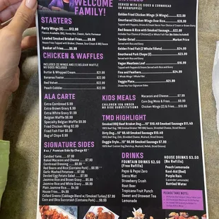 Menu that is also on their website !