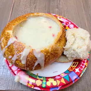 Clam Chowder in a Bread Bowl
