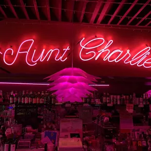 Neon lights over the bar