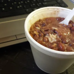 Red beans and rice, mmm. There was a combo option with fried chicken -- but I was already set on the cake bein&apos; in my belly.