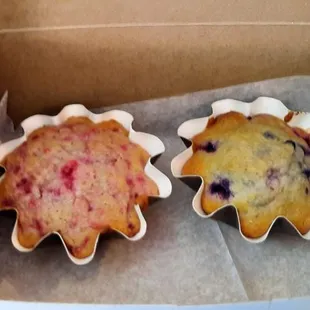 Blueberry &amp; Raspberry muffins.
