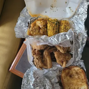 Chicken wings and shrimp