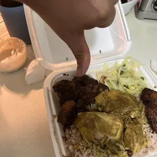 Not worth the $23.42 for  leftovers. Low quality. It&apos;s supposed to be jerk, chicken, and oxtail combo .  Got lunch leftover.