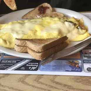 Veggie omelet with Swiss cheese