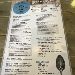 Breakfast menu