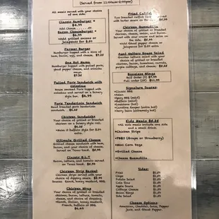 menu