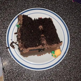 a slice of chocolate cake