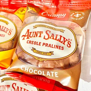 a bag of chocolate pralines