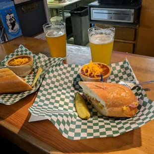 Beers and sandwiches, delicious!