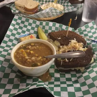 The Rachel - delicious.   A cup of beef barley soup