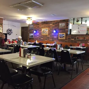 tables and chairs in a restaurant