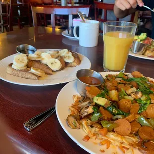 Vegan French toast and vegan hash browns!