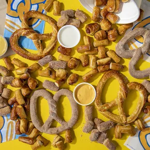 a variety of pretzels