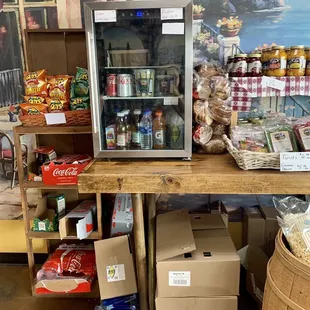 a display of food items