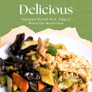 Sauteed Sliced Pork, Eggs &amp; Wood Ear Mushroom
