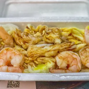 hrimp and noodles in a container