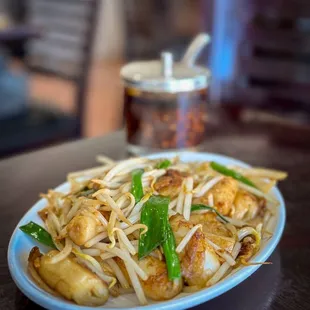 fry rice roll with bean sprouts