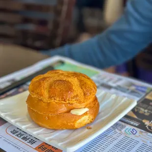 pineapple bun as part of breakfast combo